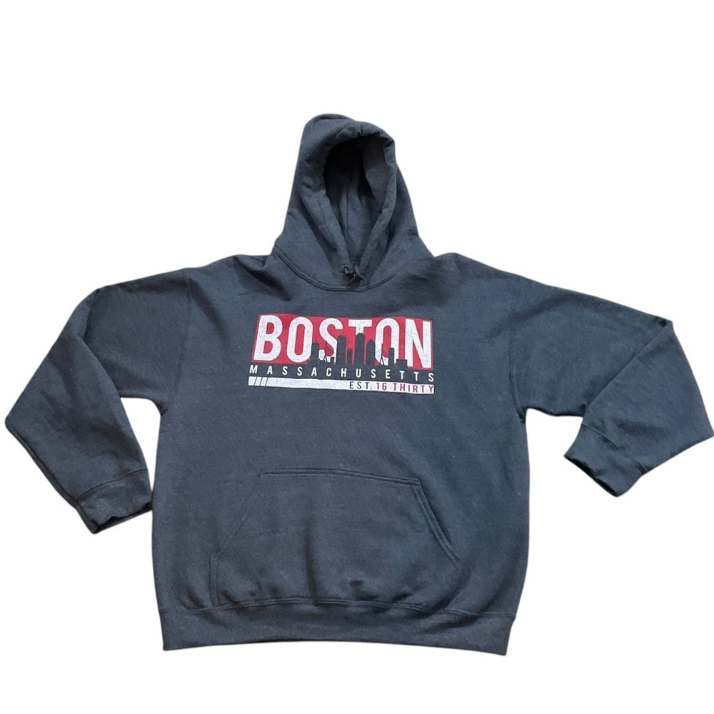 Boston Massachusetts Charcoal Hoodie Size Large NWT Heavy Blend Unisex